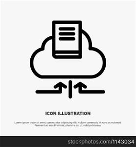 Cloud, Arrow, Book, Notebook Vector Line Icon
