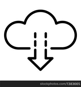 Cloud arrow down icon. Outline cloud arrow down vector icon for web design isolated on white background. Cloud arrow down icon, outline style