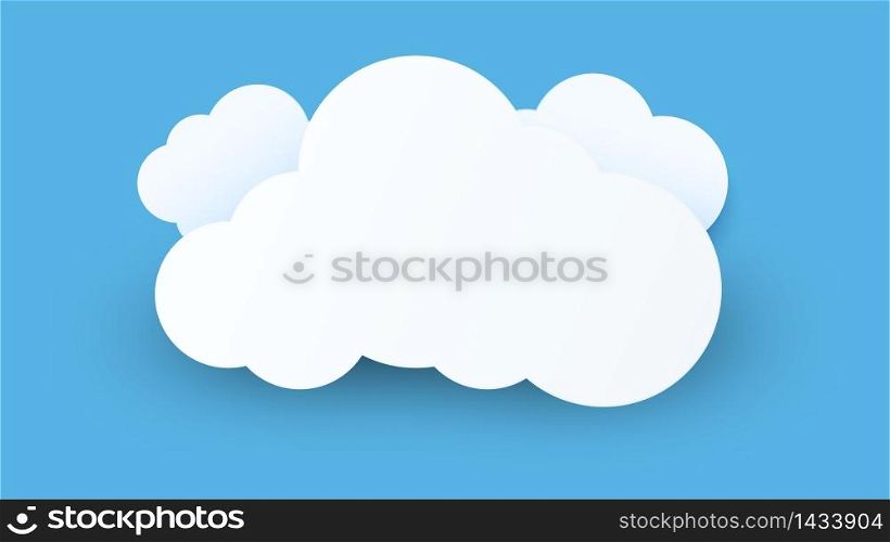 Cloud banner for advertising. Speech Bubble, White blank hanging. Vector illustration