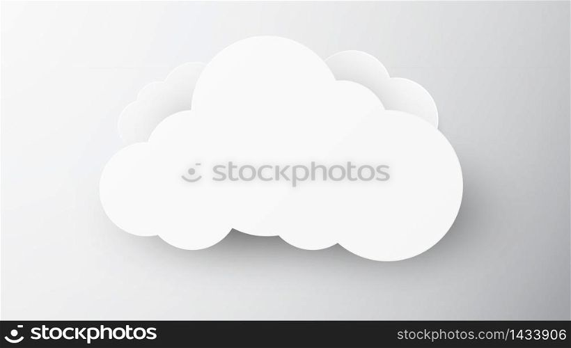Cloud banner for advertising. Speech Bubble, White blank hanging. Vector illustration
