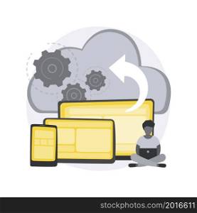 Cloud based engine abstract concept vector illustration. Infrastructure as a service, virtual machine application, provider, cloud based engine on-demand, software computer abstract metaphor.. Cloud based engine abstract concept vector illustration.