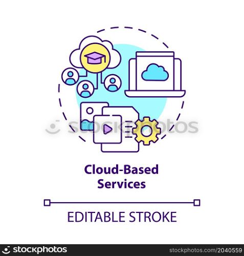 Cloud-based services concept icon. Virtual data storage. Public assessment to information abstract idea thin line illustration. Vector isolated outline color drawing. Editable stroke. Cloud-based services concept icon