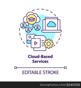 Cloud-based services concept icon. Virtual data storage. Public assessment to information abstract idea thin line illustration. Vector isolated outline color drawing. Editable stroke. Cloud-based services concept icon