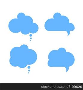 Cloud blue isolated set, cloudy flat buuble for text collection on white background