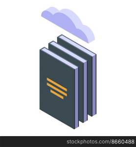 Cloud bookstore icon isometric vector. Online library. Computer reading. Cloud bookstore icon isometric vector. Online library