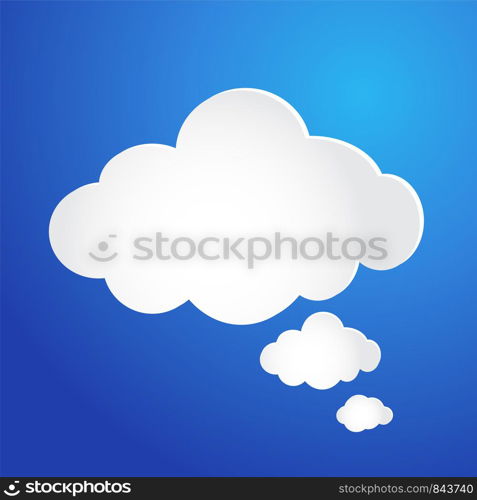 Cloud bubble icon on blue background, stock vector illustration