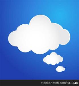 Cloud bubble icon on blue background, stock vector illustration