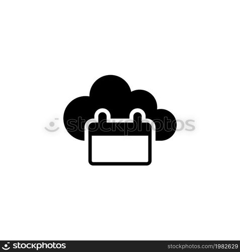 Cloud Calendar. Flat Vector Icon illustration. Simple black symbol on white background. Cloud Calendar sign design template for web and mobile UI element. Cloud Calendar Flat Vector Icon