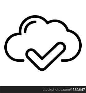 Cloud check icon. Outline cloud check vector icon for web design isolated on white background. Cloud check icon, outline style