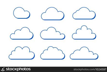 cloud circuit icon set in flat style, vector. cloud circuit icon set in flat style