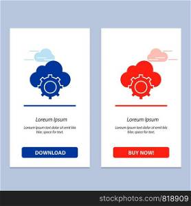 Cloud, Cloud-Computing, Cloud-Settings Blue and Red Download and Buy Now web Widget Card Template