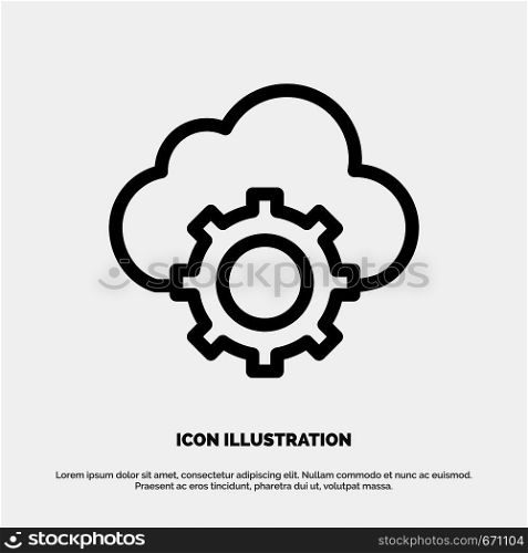 Cloud, Cloud-Computing, Cloud-Settings Line Icon Vector