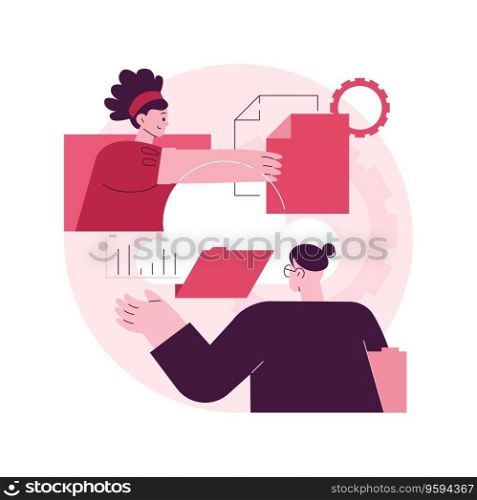 Cloud collaboration abstract concept vector illustration. Online collaboration, remote business management, computing service company, distributed team, cloud service, distance abstract metaphor.. Cloud collaboration abstract concept vector illustration.