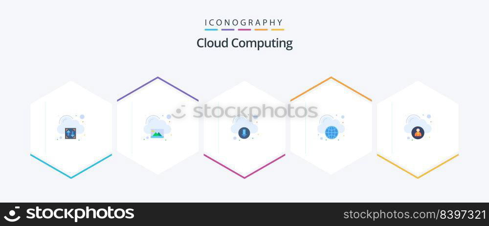 Cloud Computing 25 Flat icon pack including cloud. download. globe. cloud computing
