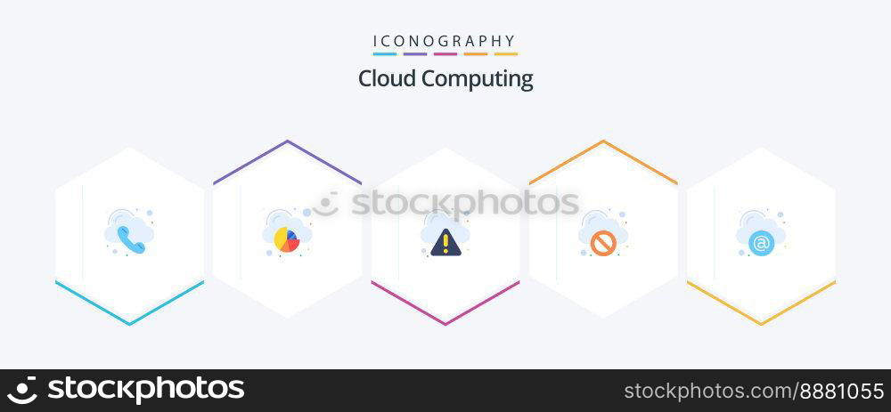 Cloud Computing 25 Flat icon pack including mail. error. cloud. stop. block