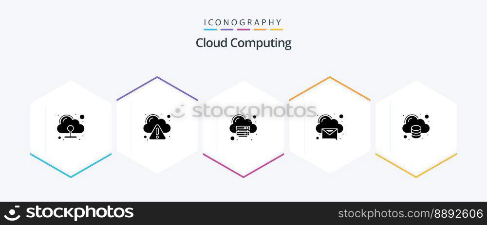 Cloud Computing 25 Glyph icon pack including data. message. cloud. recieved. cloud