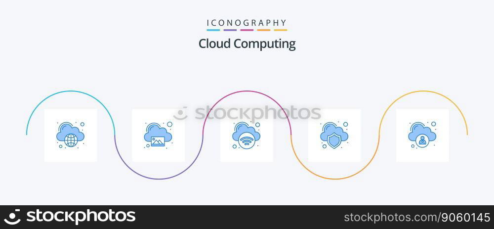 Cloud Computing Blue 5 Icon Pack Including cloud. cloud. protection. cloud