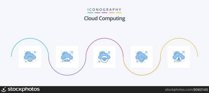 Cloud Computing Blue 5 Icon Pack Including cloud. cloud. protection. cloud
