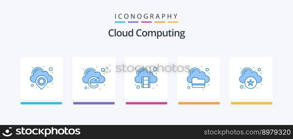 Cloud Computing Blue 5 Icon Pack Including cloud. cloud. syncronize. computing. Creative Icons Design