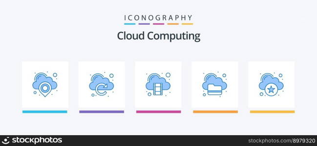 Cloud Computing Blue 5 Icon Pack Including cloud. cloud. syncronize. computing. Creative Icons Design
