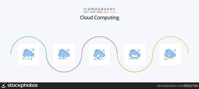 Cloud Computing Blue 5 Icon Pack Including server. cloud. syncronize. computing