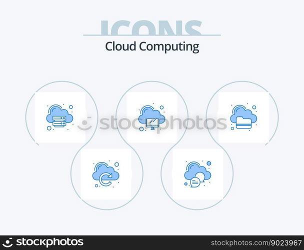 Cloud Computing Blue Icon Pack 5 Icon Design. folder. cloud. syncronize. computer