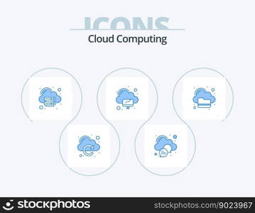 Cloud Computing Blue Icon Pack 5 Icon Design. folder. cloud. syncronize. computer