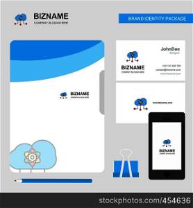 Cloud computing Business Logo, File Cover Visiting Card and Mobile App Design. Vector Illustration