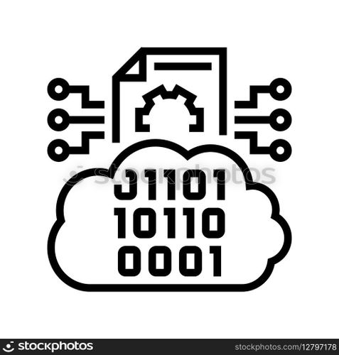 cloud computing business process line icon vector. cloud computing business process sign. isolated contour symbol black illustration. cloud computing business process line icon vector illustration