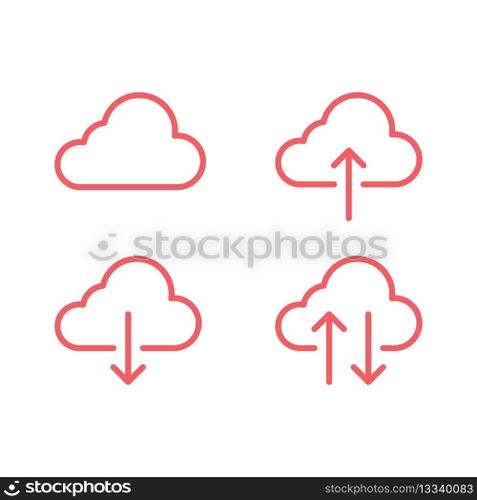 Cloud Computing, Computer cloud and Cloud Hosting icons. Cloud storage and Network Vector icon set.