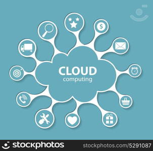 Cloud Computing Concept on Different Electronic Devices. Vector Illustration. Cloud Computing Concept on Different Electronic Devices. Vector