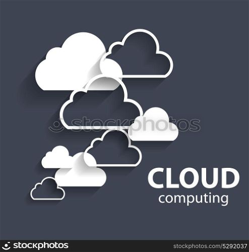Cloud Computing Concept on Different Electronic Devices. Vector Illustration.. Cloud Computing Concept on Different Electronic Devices. Vector