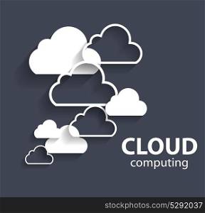 Cloud Computing Concept on Different Electronic Devices. Vector Illustration.. Cloud Computing Concept on Different Electronic Devices. Vector