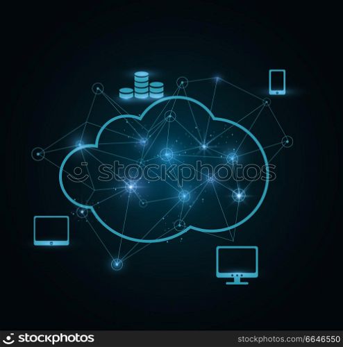 Cloud Computing Concept, vector illustration.