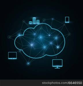 Cloud Computing Concept, vector illustration.