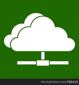 Cloud computing connection icon white isolated on green background. Vector illustration. Cloud computing connection icon green