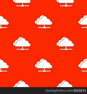 Cloud computing connection pattern repeat seamless in orange color for any design. Vector geometric illustration. Cloud computing connection pattern seamless