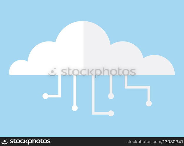 Cloud computing, Cyber technology, internet data storage, database and mobile server concept, Cloud calculate network icon. Cloud data, point and line connections, science and technological innovation. Cloud computing, Cyber technology, internet data storage, database and mobile server concept