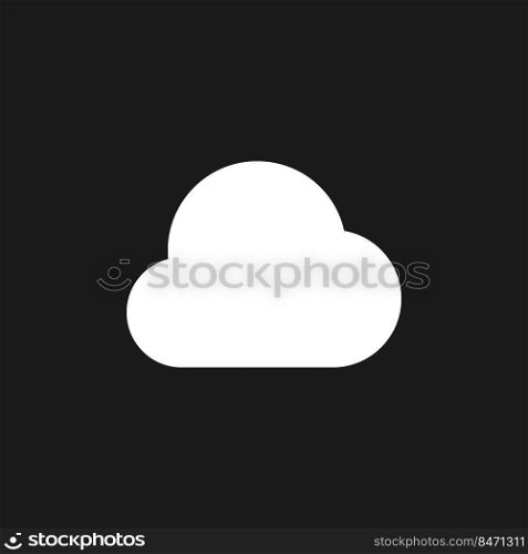 Cloud computing dark mode glyph ui icon. Data storage. Wireless file share. User interface design. White silhouette symbol on black space. Solid pictogram for web, mobile. Vector isolated illustration. Cloud computing dark mode glyph ui icon