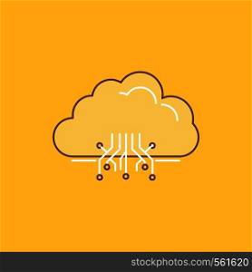 cloud, computing, data, hosting, network Flat Line Filled Icon. Beautiful Logo button over yellow background for UI and UX, website or mobile application. Vector EPS10 Abstract Template background