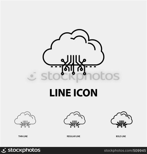 cloud, computing, data, hosting, network Icon in Thin, Regular and Bold Line Style. Vector illustration. Vector EPS10 Abstract Template background