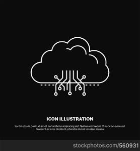 cloud, computing, data, hosting, network Icon. Line vector symbol for UI and UX, website or mobile application. Vector EPS10 Abstract Template background