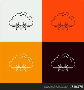 cloud, computing, data, hosting, network Icon Over Various Background. Line style design, designed for web and app. Eps 10 vector illustration. Vector EPS10 Abstract Template background