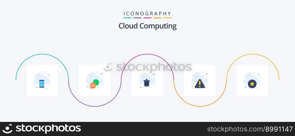 Cloud Computing Flat 5 Icon Pack Including cloud. cloud. warning. cloud