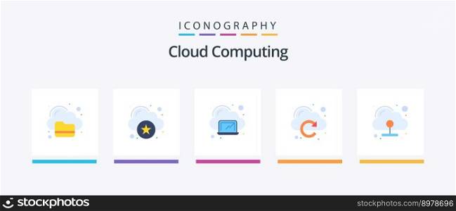 Cloud Computing Flat 5 Icon Pack Including connection. cloud. refresh. cloud. Creative Icons Design