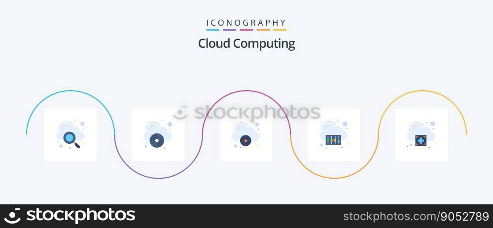 Cloud Computing Flat 5 Icon Pack Including plus. technology. cloud. storage. cloud