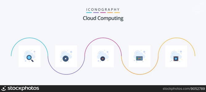 Cloud Computing Flat 5 Icon Pack Including plus. technology. cloud. storage. cloud