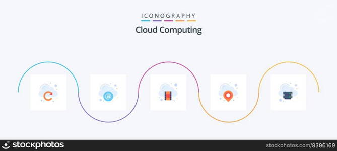Cloud Computing Flat 5 Icon Pack Including server. pin. cloud. map. cloud