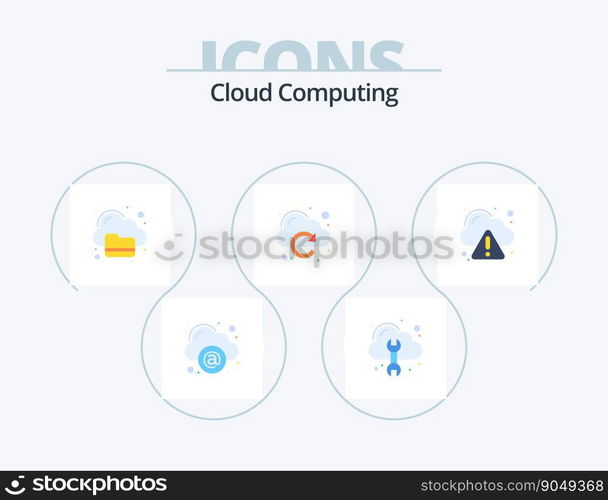 Cloud Computing Flat Icon Pack 5 Icon Design. error. computing. refresh. cloud