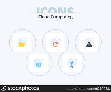 Cloud Computing Flat Icon Pack 5 Icon Design. error. computing. refresh. cloud